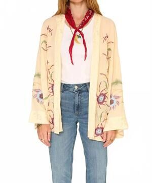 NEW MKT STUDIO wiske embroidered kimono in beige